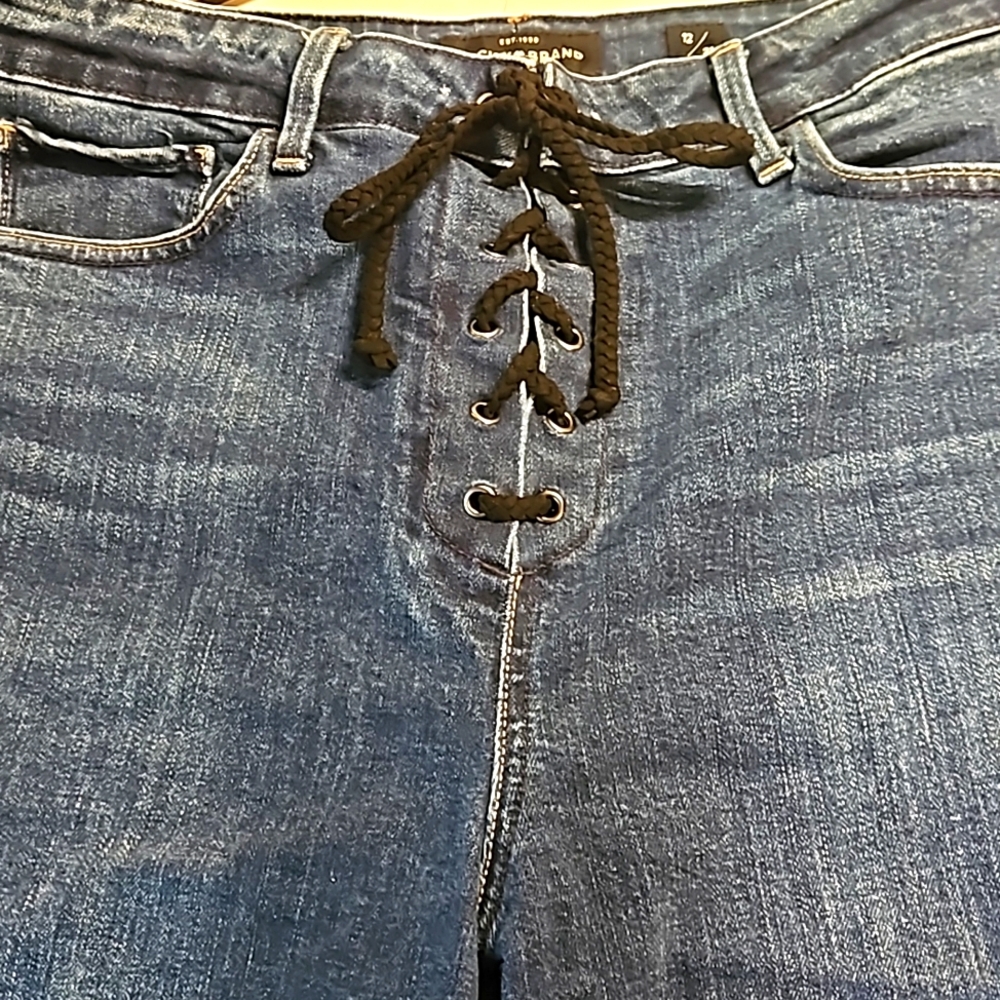 Lucky Brand lace fly scalloped seam high rise jeans